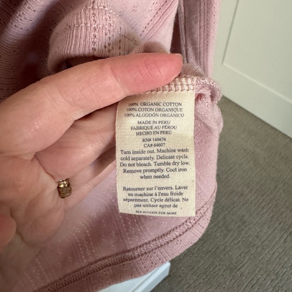 Faherty Pacific Pointelle Top Blush Long Sleeve Feminine Delicate Scoop Neck - Picture 7 of 12